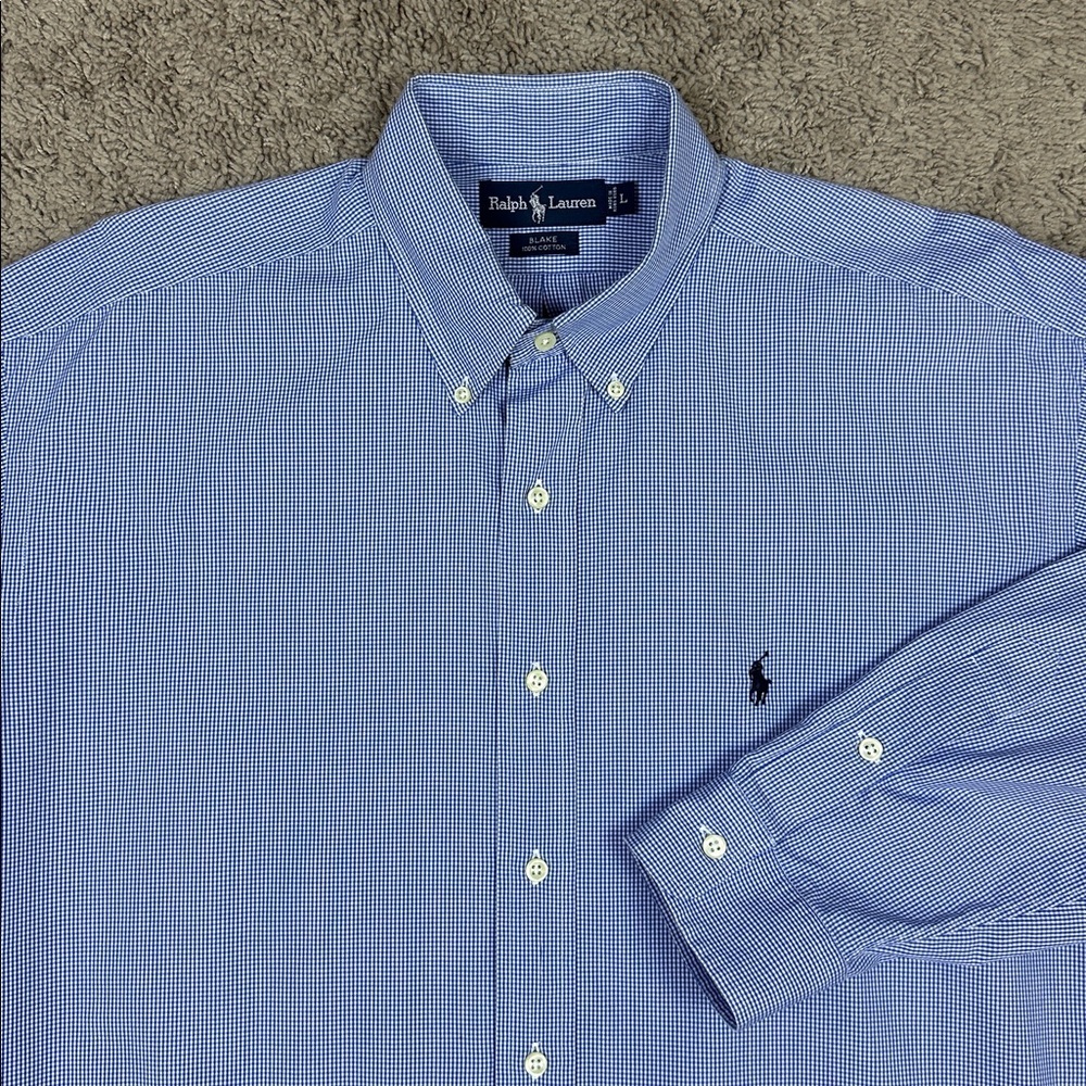 VTG Ralph Lauren Men's Blake 100% Cotton Men’s Long Sleeve Plaid Shirt L